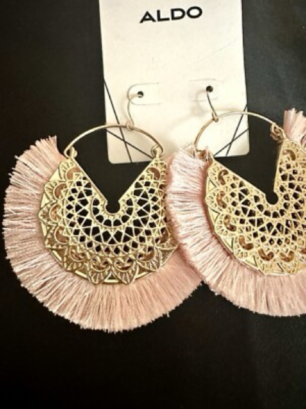 ALDO gold wire Fringe Filigree Hoop earrings bohemian geometric dangly - Picture 1 of 1